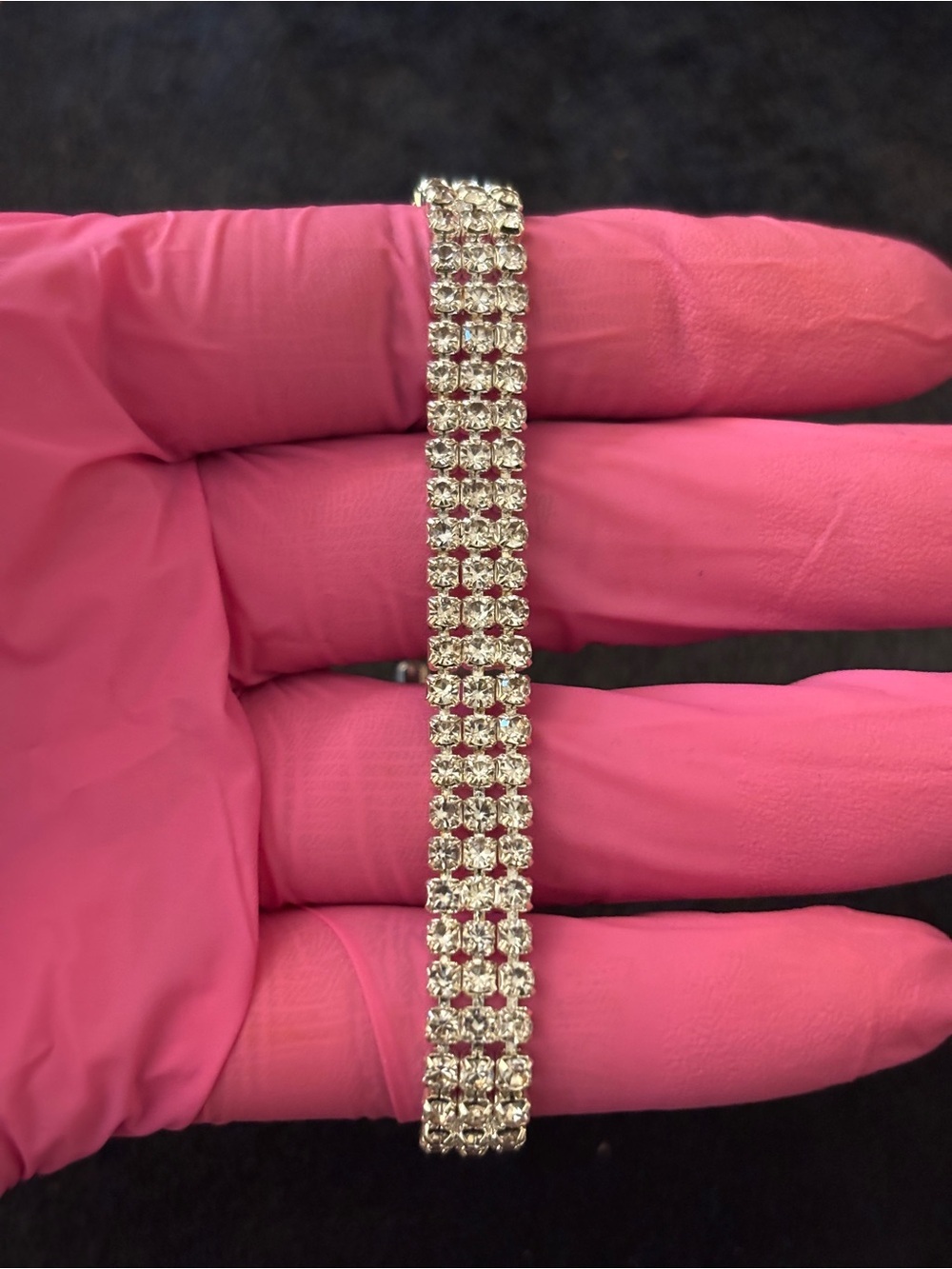 7.8mm Silver Triple Tennis CZ Bracelet 8in. - Picture 9 of 16